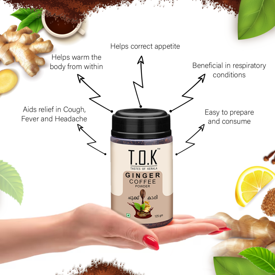 TOK TASTES OF KERALA Dry Ginger Coffee Powder, Chukku Kappi 125 gm