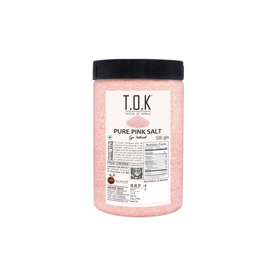 TOK (Tastes Of Kerala) Himalayan Pink Salt, Sendha Namak, Nutrients and Minerals Rich 500 gm