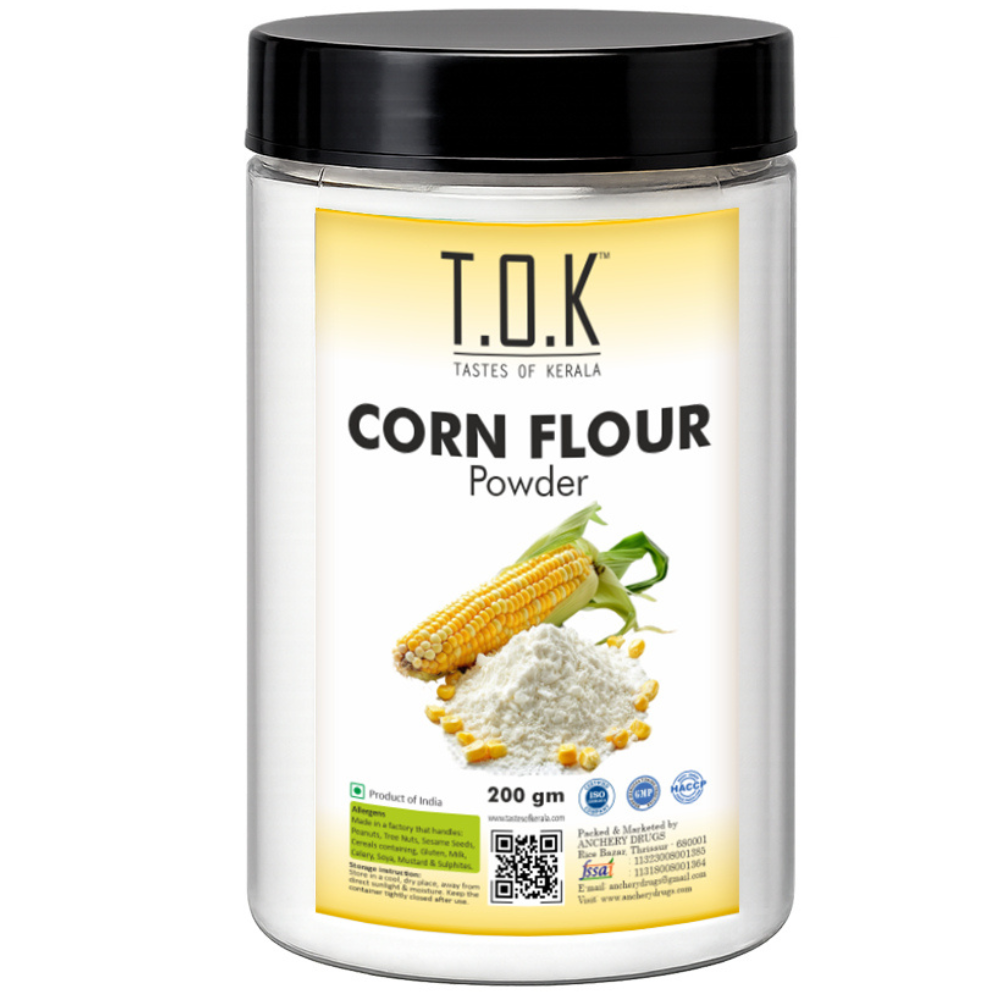 T.O.K Taste Of Kerala Corn Flour Powder – Premium Fine Ground Maize Flour for Baking, Cooking & Thickening Agent | 200g